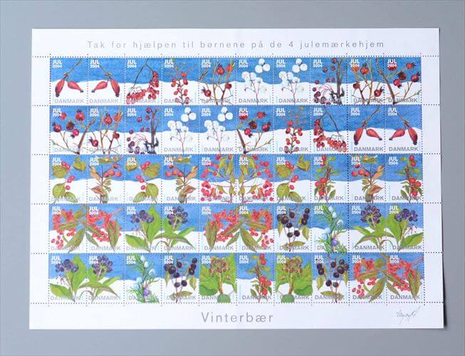デッドストック デンマーク 2004年 かわいいクリスマスシール 1シート 50枚 切手 北欧ヴィンテージ アンティーク