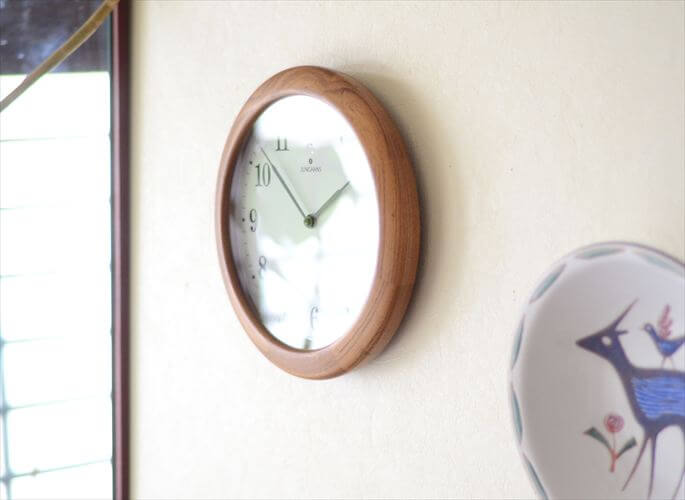 ドイツ製 Junghans オークのラウンドフレーム 壁時計 ユンハンス 壁掛け 木製 クロック ヴィンテージ アンティーク