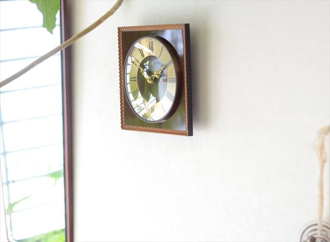 ドイツ製 ZentRa 真鍮ｘチーク色ウッド 壁時計 ブラス 壁掛け クロック ミッドセンチュリー ヴィンテージ アンティーク