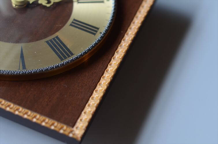 ドイツ製 ZentRa 真鍮ｘチーク色ウッド 壁時計 ブラス 壁掛け クロック ミッドセンチュリー ヴィンテージ アンティーク