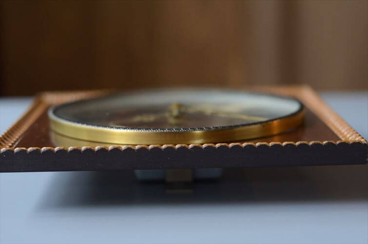 ドイツ製 ZentRa 真鍮ｘチーク色ウッド 壁時計 ブラス 壁掛け クロック ミッドセンチュリー ヴィンテージ アンティーク