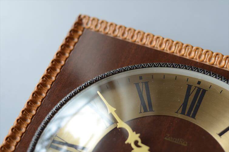 ドイツ製 ZentRa 真鍮ｘチーク色ウッド 壁時計 ブラス 壁掛け クロック ミッドセンチュリー ヴィンテージ アンティーク