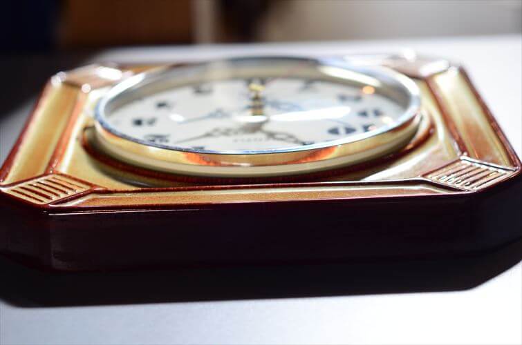 ドイツ製 Kienzle きれいなブラウン陶器 壁時計 新品クウォーツ交換済み 電池式 壁掛け時計 セラミック アンティーク