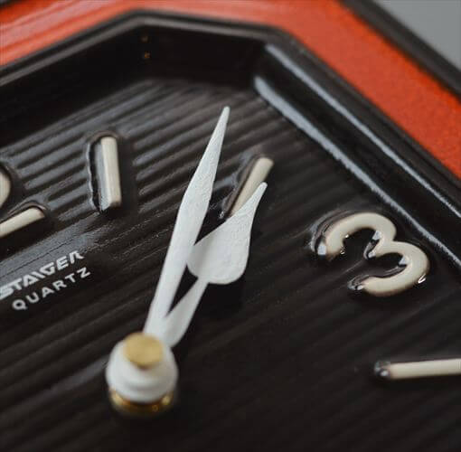 訳あり ドイツ製 Staiger クールなブラックｘオレンジ陶器 壁時計 新品クウォーツ交換済み シュタイガー 壁掛け時計 アンティーク