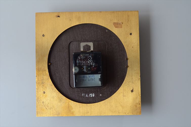 ドイツ製 Diehl 木製ｘ真鍮プレートの壁時計 ウッドｘブラスフレーム クロック 電池式 壁掛け時計 ヴィンテージ