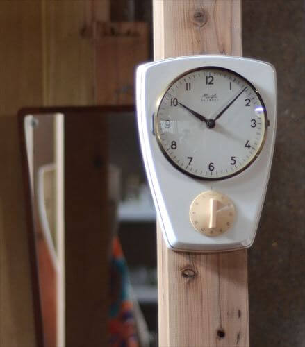 ドイツ製 KIENZLE 陶器 キッチン壁時計 キンツレー 電池式 セラミック タイマー付きクロック 壁掛け時計 アンティーク