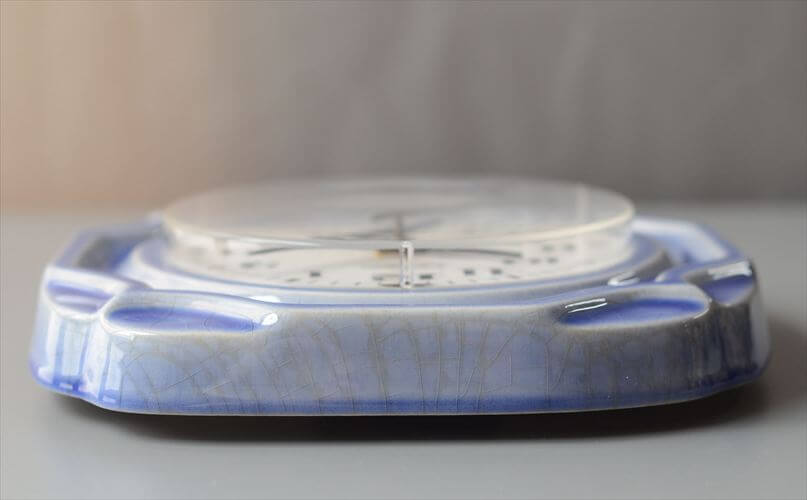 ドイツ製 BLESSING きれいなブルー陶器の壁時計 セラミック 電池式 ウォールクロック 壁掛け時計 アンティーク