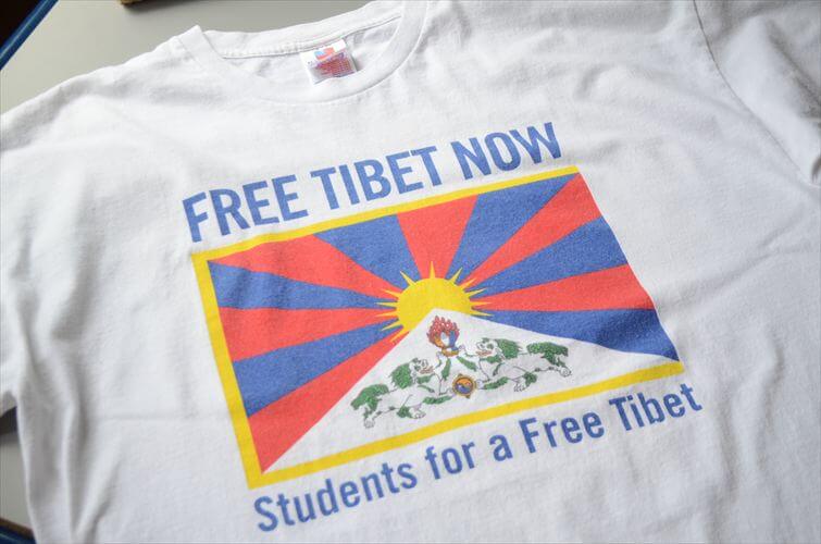 USA製 00's Free Tibet チベット解放メッセージ Tシャツ sizeL ホワイト メンズ レディース ヴィンテージ 古着