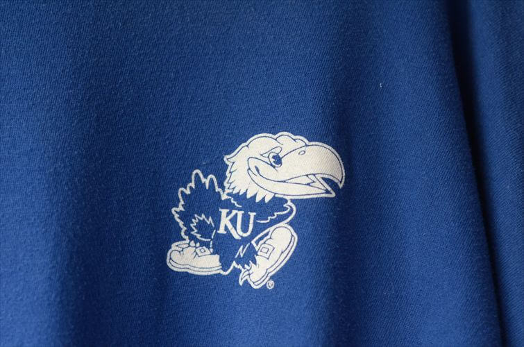 USA古着 KANSAS Univ JAYHAWKS カレッジ ロンT メンズM 長袖Tシャツ ブルー 大学 アメリカ古着
