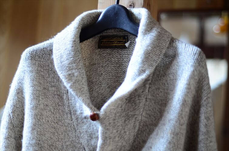 USA製 80年代 ヴィンテージ Eddie Bauer ショールカラーセーター M ウールニット アメリカ古着 メンズ ヴィンテージ