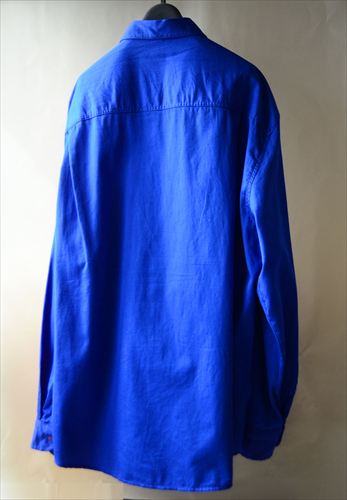 イタリア製 ユーロブルーがきれいな長袖シャツ XL メンズ 青 L/Sシャツ ヨーロッパ古着