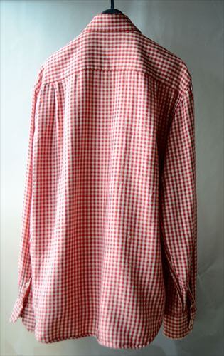 イタリア製 SHILTON 赤白チェックBD長袖シャツ size41 M相当　レッドｘホワイト ヨーロッパ古着