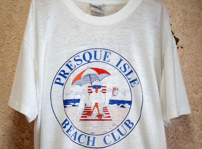 80's ヴィンテージ ビーチでリラックスするカモメ Tシャツ sizeXL ONIETA ホワイト メンズ レディース 古着