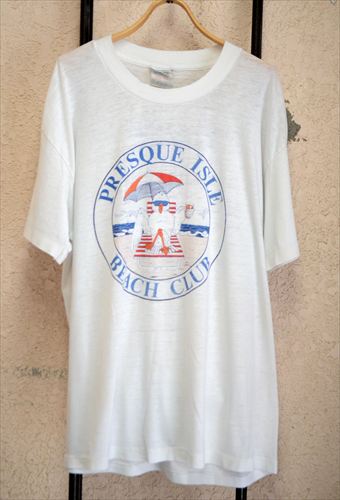 80's ヴィンテージ ビーチでリラックスするカモメ Tシャツ sizeXL ONIETA ホワイト メンズ レディース 古着
