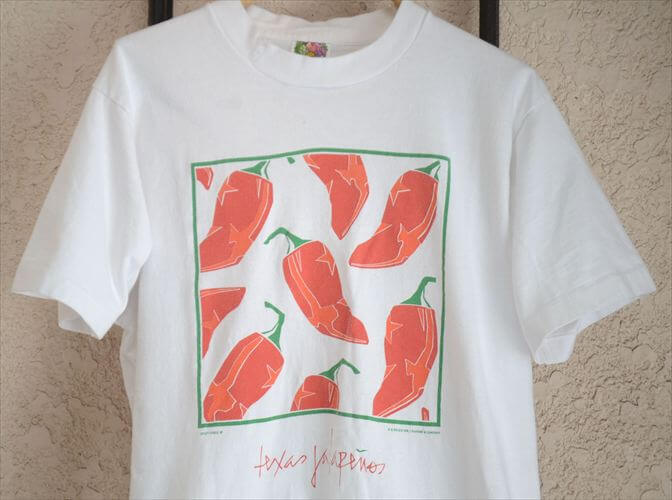 90's ヴィンテージ かわいいハラペーニョ 唐辛子 Tシャツ sizeM ホワイト メンズ レディース 古着