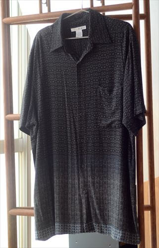 USA古着 90's頃 ブラックｘ総柄のレーヨン半袖シャツ sizeL メンズ アメリカ ヴィンテージ オールド古着