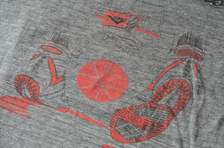 80'sヴィンテージ バスケットボールGeorge Lehmann Tシャツ サイズM レーヨン使用のグレー杢ボディ PONYロゴ USA製 RUSSELL