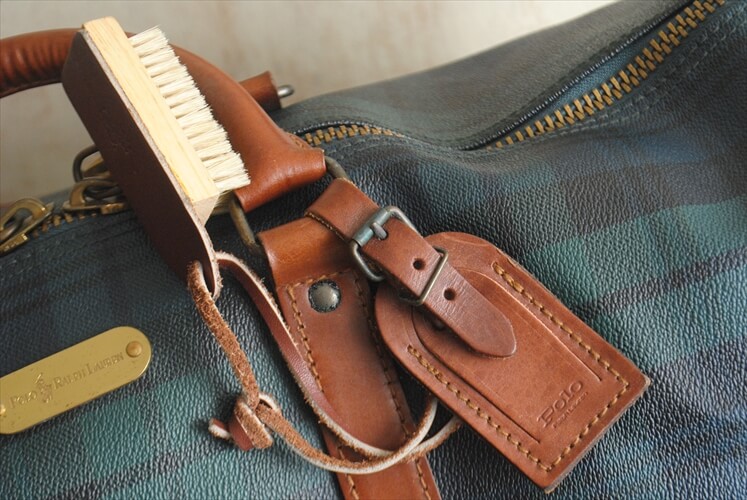 Ralph Lauren ラルフローレン POLO 2way 大きめ ボストンバッグ ブラックウォッチチェック 本革 レザー 使用