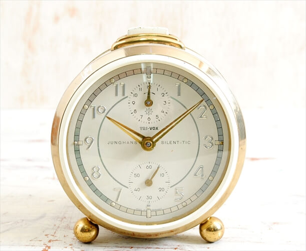 ドイツ製 ヴィンテージ Junghans Trivox-silentic 手巻き 目覚まし時計 ユンハンス ゼンマイ式 アンティーク時計 アナログ おしゃれ