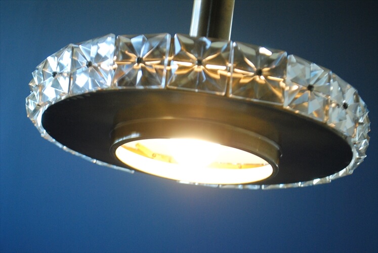 訳あり デンマーク製 真鍮とガラス飾りの古いペンダントライト 北欧 ランプ 照明 ヴィンテージ ミッドセンチュリー アンティーク
