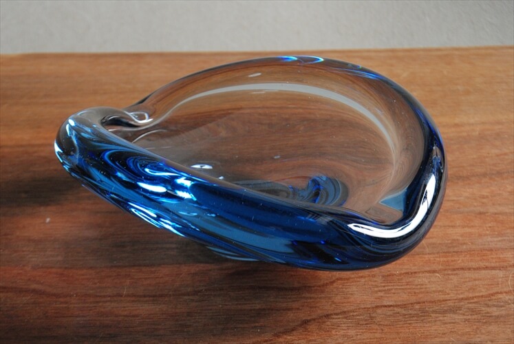 デンマーク製 Holmegaard Akva ガラストレー 20x16cm ホルムガード Per Lutken アッシュトレイ 北欧雑貨 ヴィンテージ アンティーク