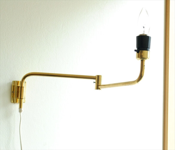デンマーク製 LYSKAER BELYSNING 真鍮 スイングアーム ウォールライト 北欧 インテリア 照明 ランプ ヴィンテージ アンティーク
