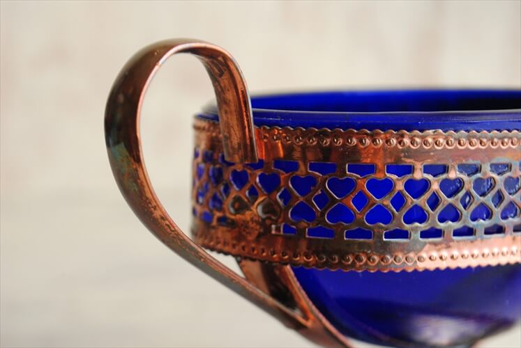 スウェーデンのガラスxコパーのジャルディニエール 花器 一輪挿し 北欧 インテリア フラワーベース アンティーク