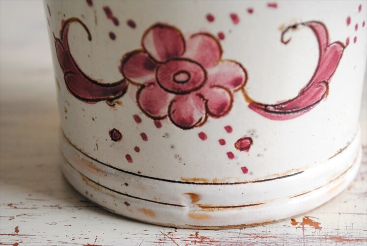 イタリア製 ヴィンテージ 陶器の花瓶 italy deruta pottery 花器 フラワーポット 一輪挿し フラワーベース アンティーク_230411