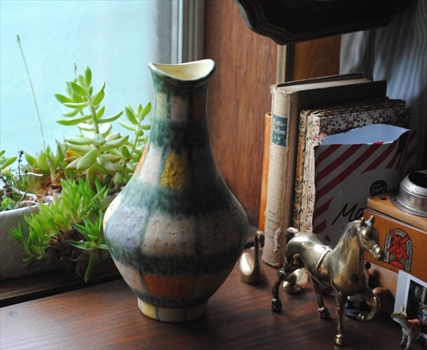 西ドイツ製 ヴィンテージ JASBA KERAMIK 陶器の花瓶 花器 一輪挿し ミッドセンチュリー期 フラワーベース アンティーク_230412