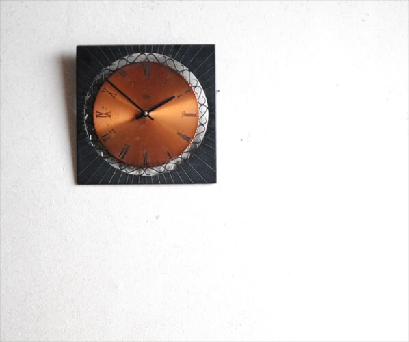 訳あり ドイツ製 Diehl アイアンxコパー 壁時計 鋳物 銅 電池式 壁掛け時計 アンティーク