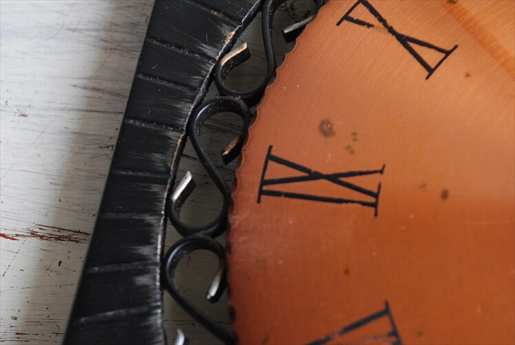訳あり ドイツ製 Diehl アイアンxコパー 壁時計 鋳物 銅 電池式 壁掛け時計 アンティーク
