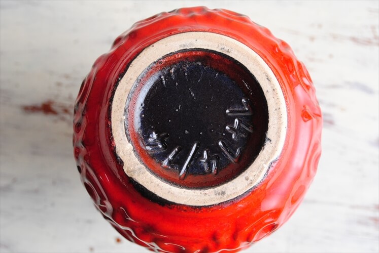 西ドイツ製 ヴィンテージ U KERAMIK 陶器の花瓶 Fat lava 花器 一輪挿し ミッドセンチュリー期 フラワーベース アンティーク_230526