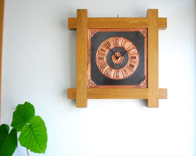 ドイツ製 Selva 大きな木製フレームの壁時計 電池式 ウッド クロック 壁掛け時計 ヴィンテージ アンティーク