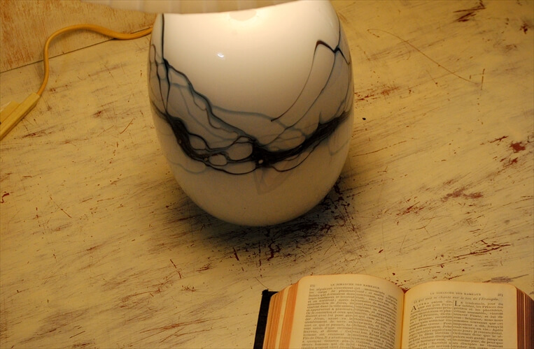 デンマーク製 Holmegaard Sakura デスクランプ シェード付き ホルムガールド ガラス 照明 北欧 テーブルライト アンティーク