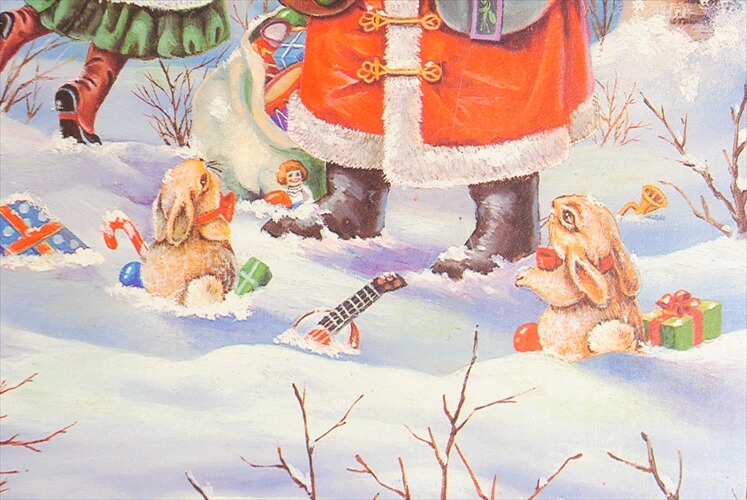 ドイツから クリスマス サンタの絵柄の缶箱 容器 小物入れ ティン缶  X'mas Christmas フィギュア オブジェ