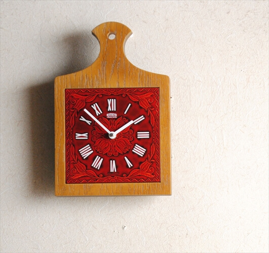 デッドストック ドイツ製 EMES 陶器盤面の壁時計 電池式 クロック 壁掛け時計 ヴィンテージ アンティーク