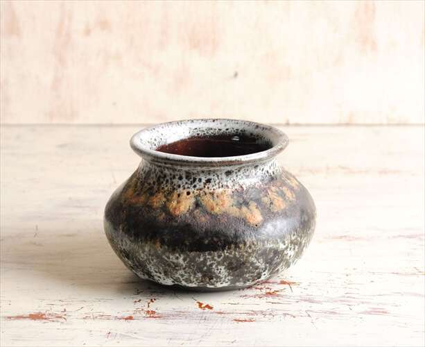 ドイツから ヴィンテージ 陶器の花瓶 花器 Art pottery Fat Lava フラワーポット 一輪挿し フラワーベース ミッドセンチュリー アンティーク_240104