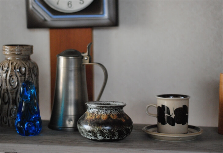 ドイツから ヴィンテージ 陶器の花瓶 花器 Art pottery Fat Lava フラワーポット 一輪挿し フラワーベース ミッドセンチュリー アンティーク_240104
