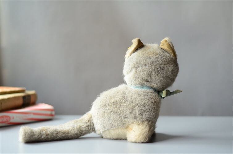ドイツ製 Steiff ヴィンテージ かわいいグレーのネコ Snuffy cat 猫 キャット ぬいぐるみ フィギュア アンティーク