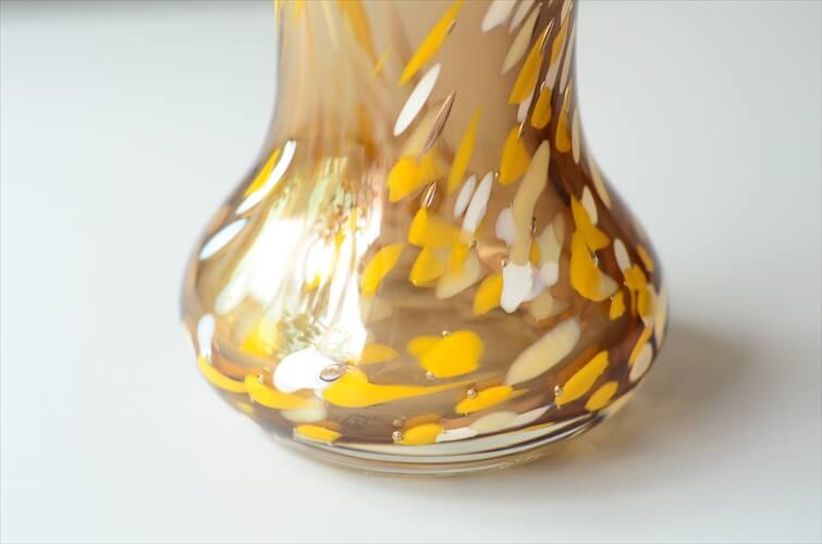 ドイツから きれいなハンドペインのガラス 花瓶 フラワーベース 一輪挿し 花器 アンティーク_240307
