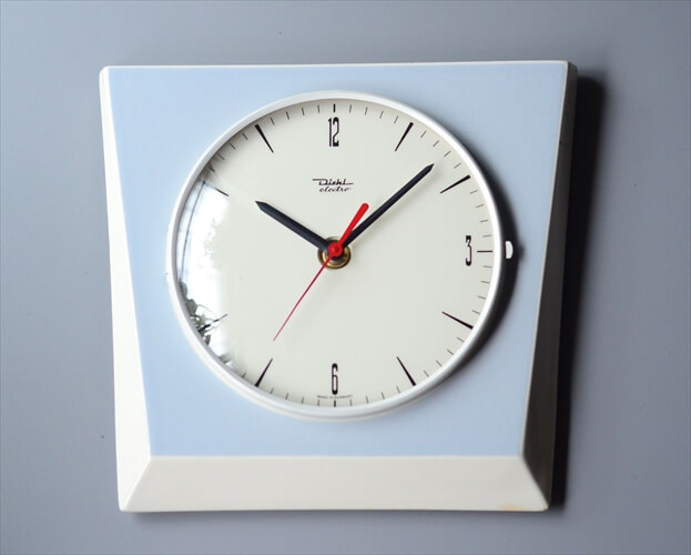 ドイツ製 Diehl レトロモダンな陶器の壁時計 新品クウォーツ交換済み 電池式 壁掛け時計 キンツレー セラミック アンティーク