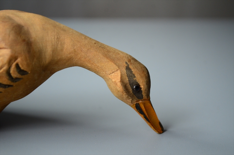 フランスから 木製の鴨 オブジェ デコイ 鳥 アンティーク ヴィンテージ_240402