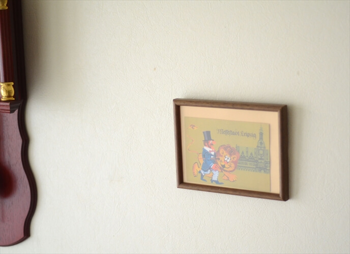 ドイツのヴィンテージ 壁掛けフレームドミニポスター 木製フレーム ポストカード 額装 フォトフレーム アンティーク