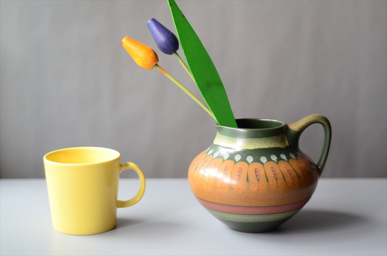 ドイツ製 KMK MANUELL 陶器 花瓶 花器 一輪挿し ジャグ フラワーベース ミッドセンチュリー期 アンティーク ヴィンテージ_240404