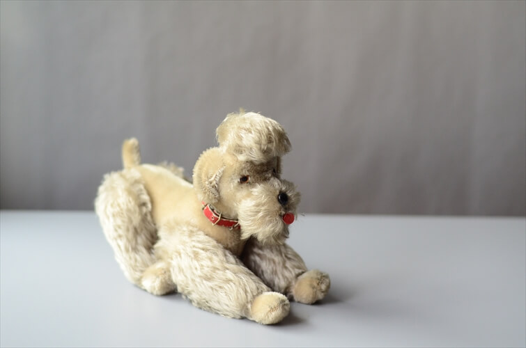 ドイツ製 Steiff ヴィンテージ グレーのプードル 足可動式 Snobby 犬 ドッグ ぬいぐるみ フィギュア アンティーク