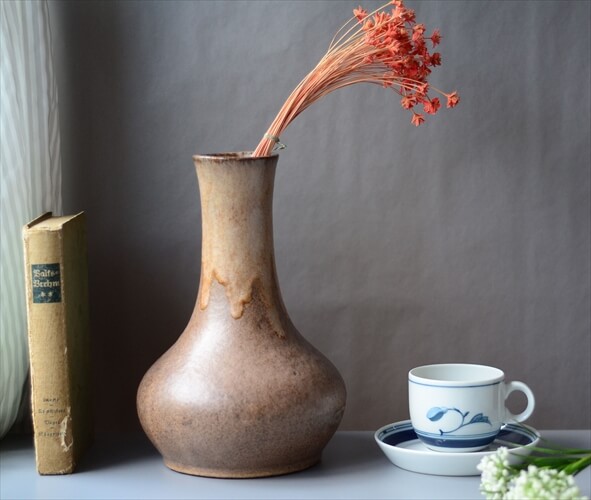 ドイツ Art Pottery Fat Lava 陶器の花瓶 ファットラバー ベース ミッドセンチュリー ヴィンテージ 花器 アンティーク