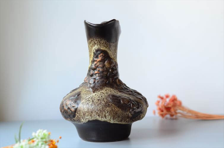 ドイツ製 Fat Lava 陶器の花瓶 ファットラバー ジャグ ピッチャー 花器 一輪挿し ミッドセンチュリー期 フラワーベース アンティーク