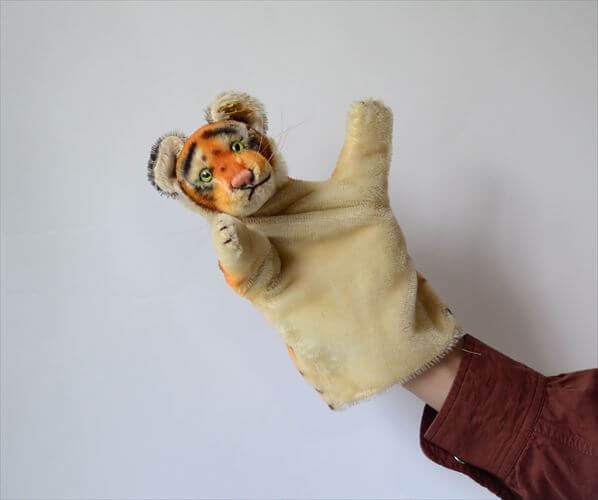 ドイツ製 Steiff ハンドパペット トラ シュタイフ Hand-Tiger ぬいぐるみ ドール フィギュア アンティーク ヴィンテージ_241009