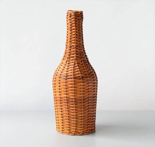 フランスから ウィッカーボトル ラタンの花瓶 Wicker Bottle フラワーベース 花器 ヴィンテージ アンティーク_241017