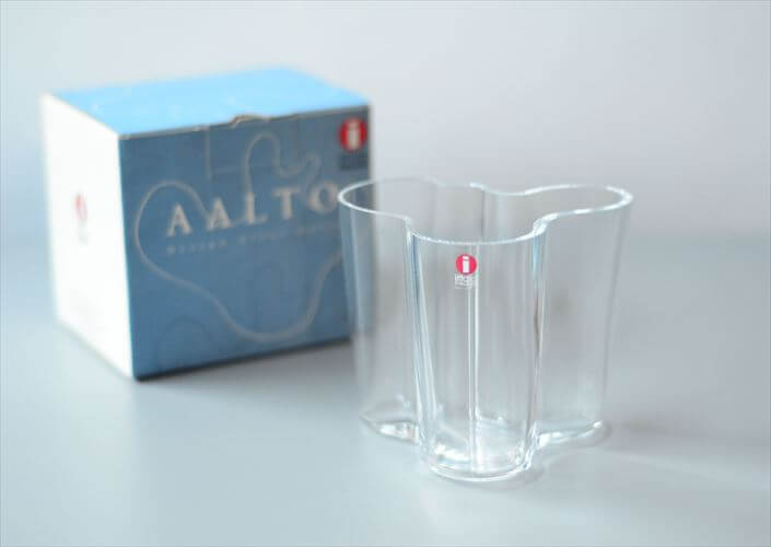 箱付き! フィンランド製 iittala イッタラ Alvar Aalto フラワーベース 95mm クリア アルヴァ・アアルト 北欧 ガラス_241227